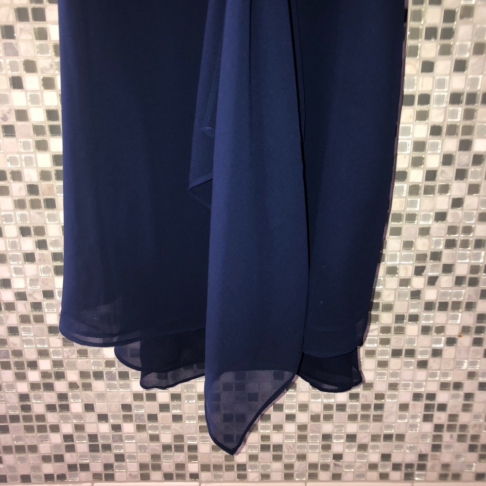 White House black market Navy Sleeveless tunic Blouse with Scarf - Picture 5 of 6